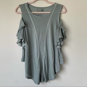 Free People We the Free Cold Shoulder Seamed T Shirt Sage Green Size Small